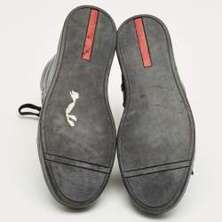 Pre Owned Prada Navy Blue Leather High Top Sneakers Size 42