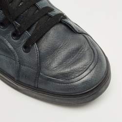 Pre Owned Prada Navy Blue Leather High Top Sneakers Size 42