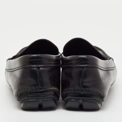 Pre Owned Prada Black Leather Slip On Loafers Size 41.5