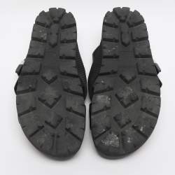 Pre Owned Prada Black Balistic Nylon Cross Strap Slide Sandals Size 44