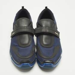 Pre Owned Prada Cloudbust Size 44 Navy Blue/Black Leather and Nylon Low Top Sneakers
