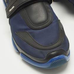 Pre Owned Prada Cloudbust Size 44 Navy Blue/Black Leather and Nylon Low Top Sneakers