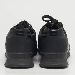 مملوكة مسبقًا Prada Match Racer Size 42 Black Canvas and Leather Lace Up Sneakers