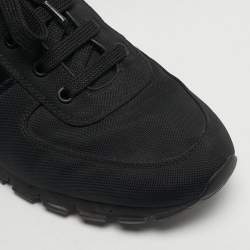 مملوكة مسبقًا Prada Match Racer Size 42 Black Canvas and Leather Lace Up Sneakers