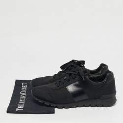 مملوكة مسبقًا Prada Match Racer Size 42 Black Canvas and Leather Lace Up Sneakers