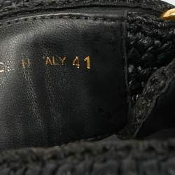 مملوكة مسبقًا Prada Size 41 Black Woven Straw Slingback Flat Sandals