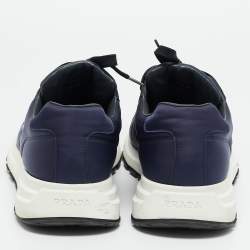 مملوكة مسبقًا Prada Prax 01 Size 44.5 Navy Blue Nylon Lace Up Sneakers