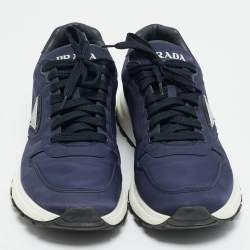مملوكة مسبقًا Prada Prax 01 Size 44.5 Navy Blue Nylon Lace Up Sneakers