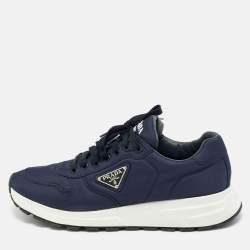 مملوكة مسبقًا Prada Prax 01 Size 44.5 Navy Blue Nylon Lace Up Sneakers