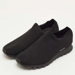 مملوكة مسبقًا Prada Size 42.5 Black Knit Fabric Slip On Sneakers