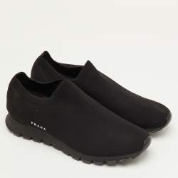 مملوكة مسبقًا Prada Size 42.5 Black Knit Fabric Slip On Sneakers
