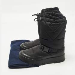 Pre Owned حذاء بوت برادا نايلون أسود للثلج مقاس 41.5