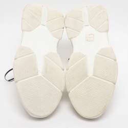 مملوكة مسبقًا حذاء رياضي برادا قماش محبوك أبيض منخفض من أعلى مقاس 42