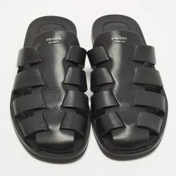 مملوكة مسبقًا حذاء برادا صياد جلد أسود مقاس 41