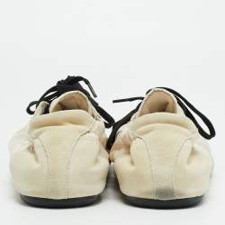 Pre Owned Prada Collapse Re-Nylon Size 41 Cream Nylon and Suede Lace Up Sneakers