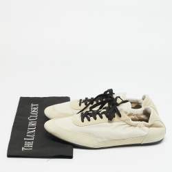 Pre Owned Prada Collapse Re-Nylon Size 41 Cream Nylon and Suede Lace Up Sneakers