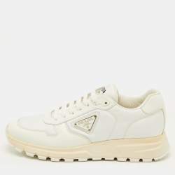 مملوكة مسبقًا حذاء رياضي برادا برباط علوي جلد أسود ونايلون جديد مقاس 40