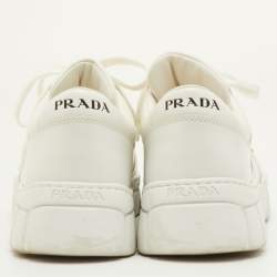 مملوكة مسبقًا Prada Size 41.5 White Leather Low Top Sneakers