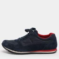 مملوكة مسبقًا حذاء رياضي برادا نسيج نايلون وزوج أحذية سفلية من العلوي أزرق مقاس 42