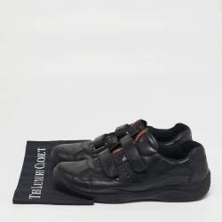 مملوكة مسبقًا Prada Sport Size 44 Black Leather Velcro Low Top Sneakers