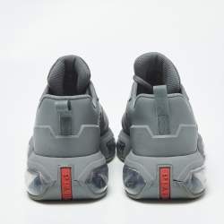 مملوكة مسبقًا Prada Collision 19 LR Size 41.5 Grey Technical Fabric and Rubber Lace Up Sneakers