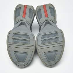 مملوكة مسبقًا Prada Collision 19 LR Size 41.5 Grey Technical Fabric and Rubber Lace Up Sneakers