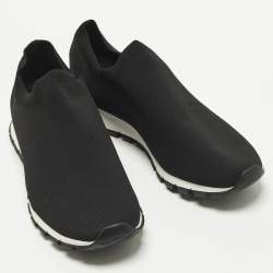 Pre Owned Prada Size 44 Black Knit Fabric Slip On Sneakers