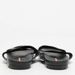 مملوكة مسبقًا Prada  Size 43.5 Black Leather Crisscross Flat Slides