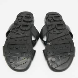 مملوكة مسبقًا Prada  Size 43.5 Black Leather Crisscross Flat Slides