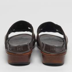 Pre Owned صندل برادا جلد بني بحزام مزدوج مقاس 42