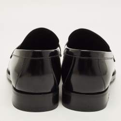 Pre Owned Prada Glossy Size 42 Black Leather Penny Loafers