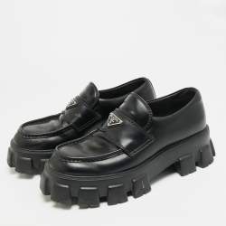 Pre Owned Prada Monolith Chunky Size 42 Black Leather Loafers