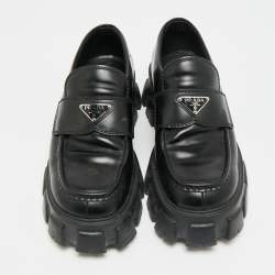 Pre Owned Prada Monolith Chunky Size 42 Black Leather Loafers
