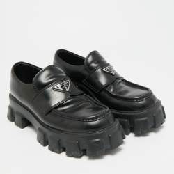 Pre Owned Prada Monolith Chunky Size 42 Black Leather Loafers