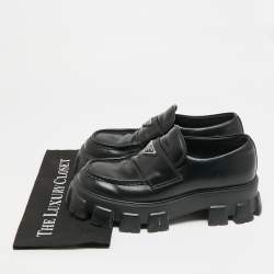 Pre Owned Prada Monolith Chunky Size 42 Black Leather Loafers