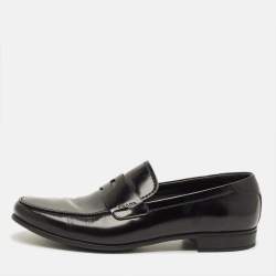Pre Owned Prada Size 43.5 Black Leather Penny Loafers
