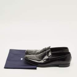 Pre Owned Prada Size 43.5 Black Leather Penny Loafers