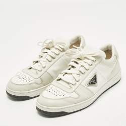 Pre Owned Prada Downtown Size 40 White/Grey Leather Low Top Sneakers