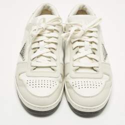 Pre Owned Prada Downtown Size 40 White/Grey Leather Low Top Sneakers