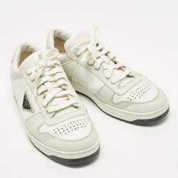 Pre Owned Prada Downtown Size 40 White/Grey Leather Low Top Sneakers