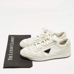 Pre Owned Prada Downtown Size 40 White/Grey Leather Low Top Sneakers