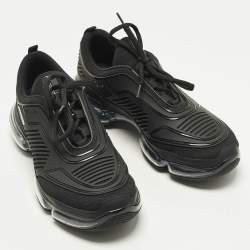 Pre Owned Prada Cloudbust Size 40 Black Knit Fabric and Rubber Low Top Sneakers
