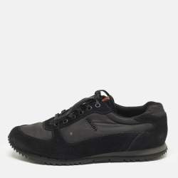 Pre Owned Prada Sport Size 41.5 Black Nylon and Suede Low Top Sneakers