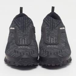 مملوكة مسبقًا Prada Crossection Size 42 Black Knit Fabric and Rubber Slip On Sneakers