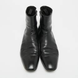 Pre Owned حذاء بوت برادا شيلسيا جلد أسود مقاس 41.5