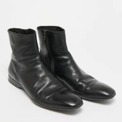 Pre Owned حذاء بوت برادا شيلسيا جلد أسود مقاس 41.5