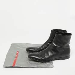 Pre Owned حذاء بوت برادا شيلسيا جلد أسود مقاس 41.5