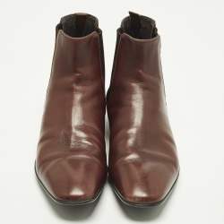 Pre Owned Prada Size 43 Brown Leather Chelsea Boots