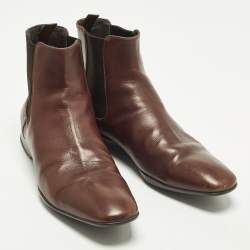 Pre Owned Prada Size 43 Brown Leather Chelsea Boots