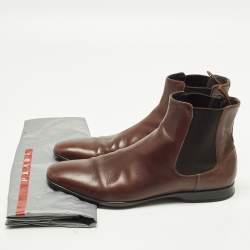 Pre Owned Prada Size 43 Brown Leather Chelsea Boots